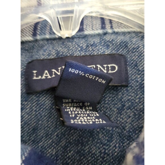Lands End Men's Flannel Shirt Blue Plaid Traditional Fit Sz XL 17-17.5 - Picture 14 of 15